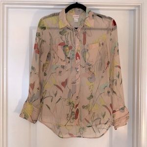 H & M conscious brand sheer floral blouse sz 2